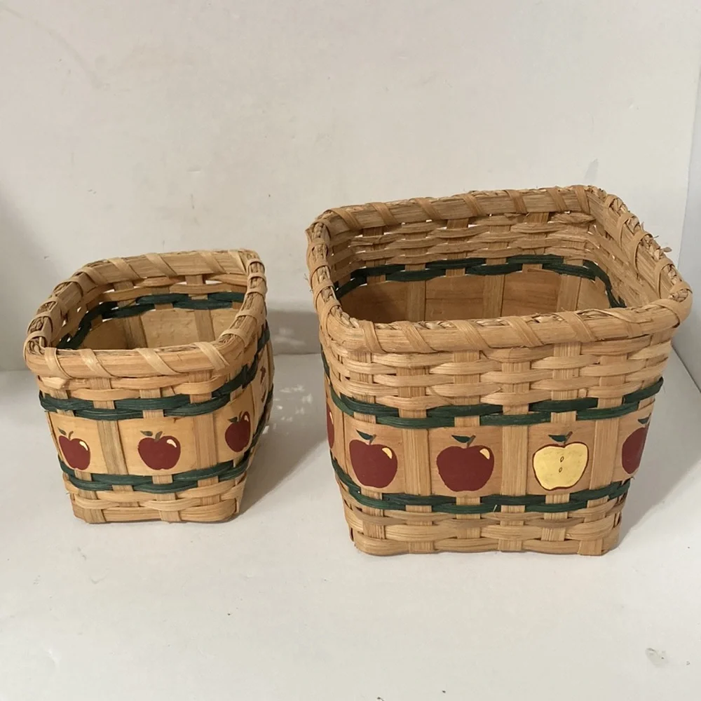 NESTING BASKETS Apple Teacher Design Square Woven Set of 2